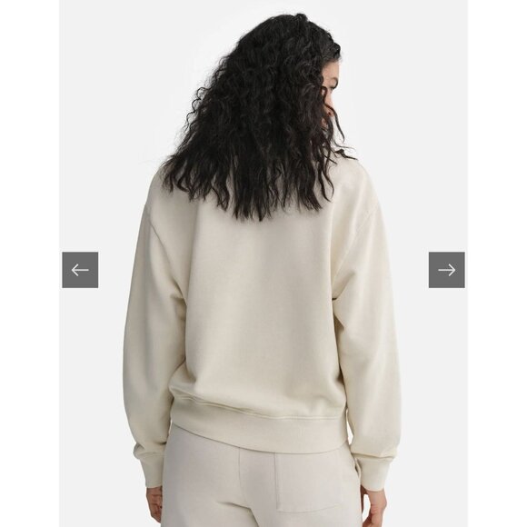 Mate The Label Organic Fleece Half Zip Sweatshirt Bone NWT Large - Picture 4 of 10